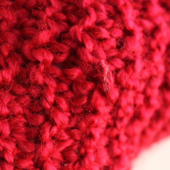 Knit Scarf, Chunky Red Boucle Yarn, "Crimson" OOAK One Of A Kind Cozy Goth Style - Picture 10 of 10